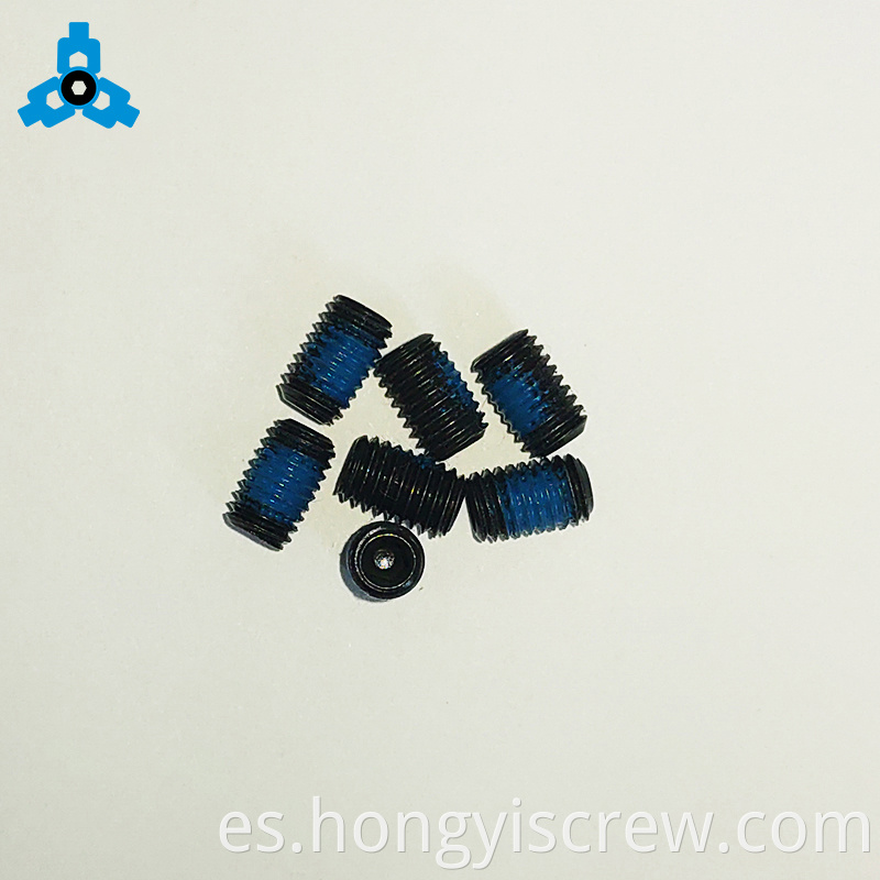 DIN913 Negro No Head Hex Socket de acero de carbono Tornillo de acero con punto de taza con soporte de stock OEM de parche de nylon bule